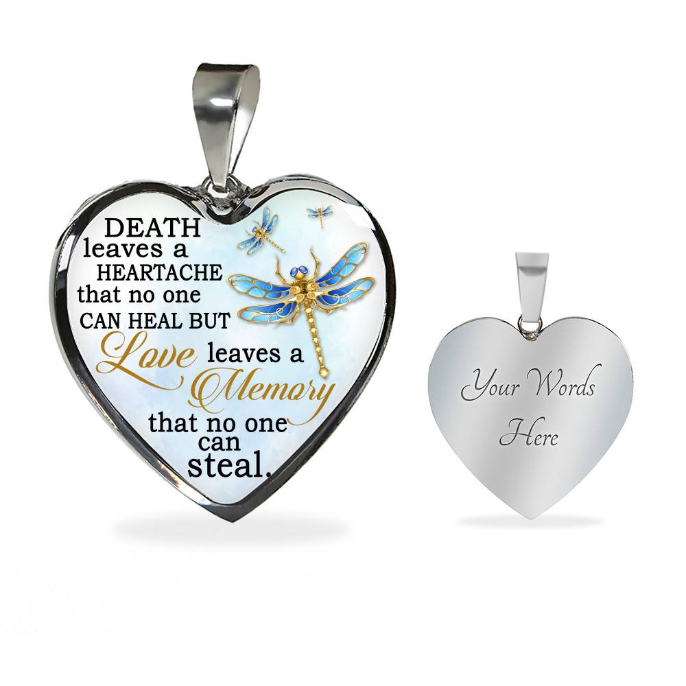 Death Leaves a Heartache in Loving Memory Gifts Remembering Lost Loved Ones Heart Pendant Necklace - Heart Luxury Necklace (Silver)