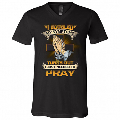 I Googled My Symptoms, Black, V-Neck T-Shirt