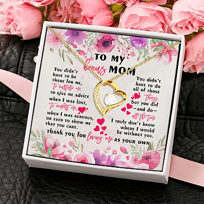 Thank You For Loving Me As Your Own Forever Love Pendant Necklace - Bonus Mom Gift Ideas