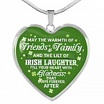 Irish Laughter Fill Your Heart with Joy and Gladness Irish Blessing Gift Heart Pendant Necklace - Heart Luxury Necklace (Silver)