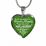 Irish Laughter Fill Your Heart with Joy and Gladness Irish Blessing Gift Heart Pendant Necklace - Heart Luxury Necklace (Silver)