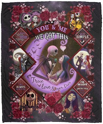 Jack And Sally You And Me Blanket, White, Cozy Plush Fleece Blanket - 50x60