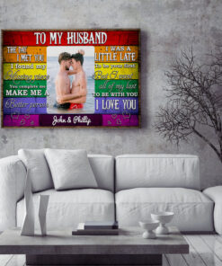 Alternative view of Personalized Photo To My Husband The Day I Met You LGBT Gay Pride Framed Canvas Prints - Unframed Poster