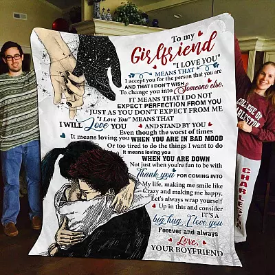 To My Girlfriend I Love You Forever and Always Fleece Blanket - Mink Blanket - Woven Blanket