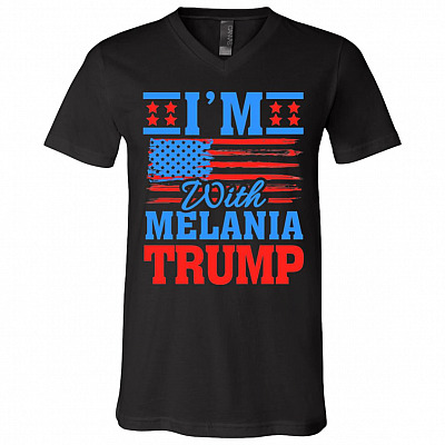 I'm with Melania Trump shirt, Black, V-Neck T-Shirt