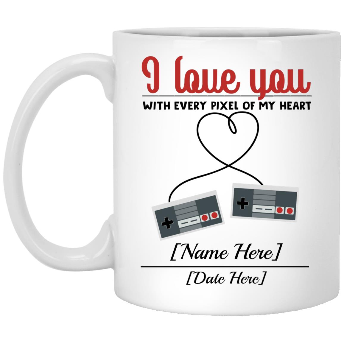Personalized Pixel Mug, White, 11 oz. White Mug
