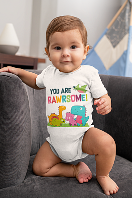 Alternative view of You're Rawrsome Dinosaurs Baby Onesie - Baby Infant Bodysuit