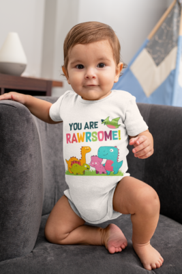 Alternative view of You're Rawrsome Dinosaurs Baby Onesie - Baby Infant Bodysuit