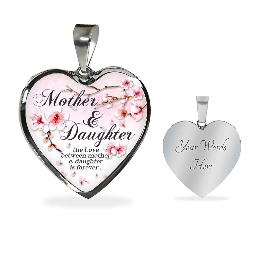 Mother and Daughter the Love Between Mother and Daughter Is Forever Heart Pendant Necklace - Heart Luxury Necklace (Silver)
