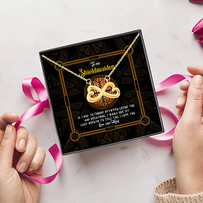 To My Shieldmaiden If I Had To Choose Between Loving You And Breathing Infinity Heart Pendant Necklace