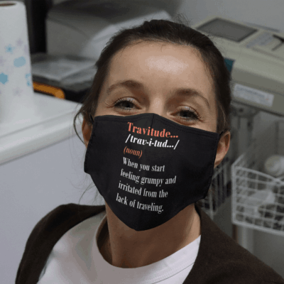 Alternative view of Travitude Definition Wanderlust World Travel Washable Reusable Custom Printed Cloth Face Mask Cover