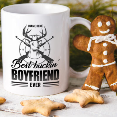 Alternative view of Personalized Best Buckin Boyfriend Ever Ceramic Coffee Mug-Beer Stein-Water Bottle-Color Changing Mug