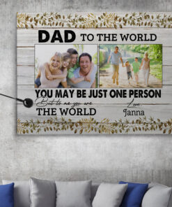 Alternative view of Custom Photo Father's Day Framed Canvas - Dad To Me You Are The World Unframed Poster