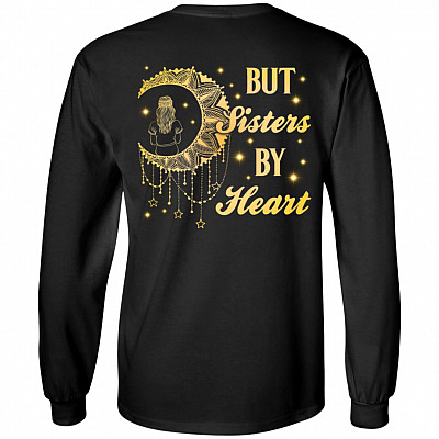 Moon Friends Not by Blood but Sister by Heart Couple Print on Back Only Hoodie - Sweatshirt - Long Sleeve Shirt, Black, Long Sleeve