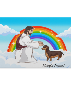 Personalized Jesus Love Dachshund In Heaven Framed Canvas - Unframed Poster - Personalized Name Dachshund Gift, White, 0.75'' Framed Canvas