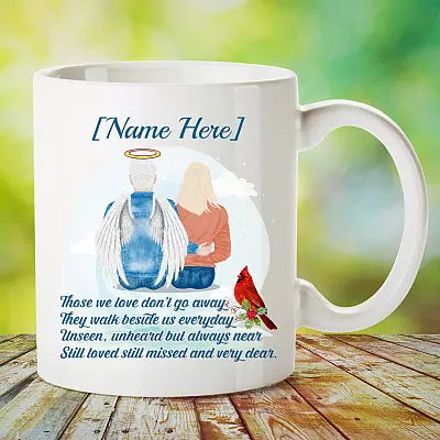 Alternative view of Personalized Those We Love Don't Go Away Ceramic Coffee Mug - Beer Stein - Water Bottle - Color Changing Mug