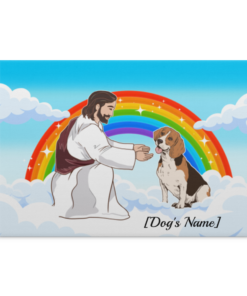 Personalized Jesus Love Beagle In Heaven Framed Canvas - Unframed Poster - Dog Memorial Personalized Gift, White, 0.75'' Framed Canvas