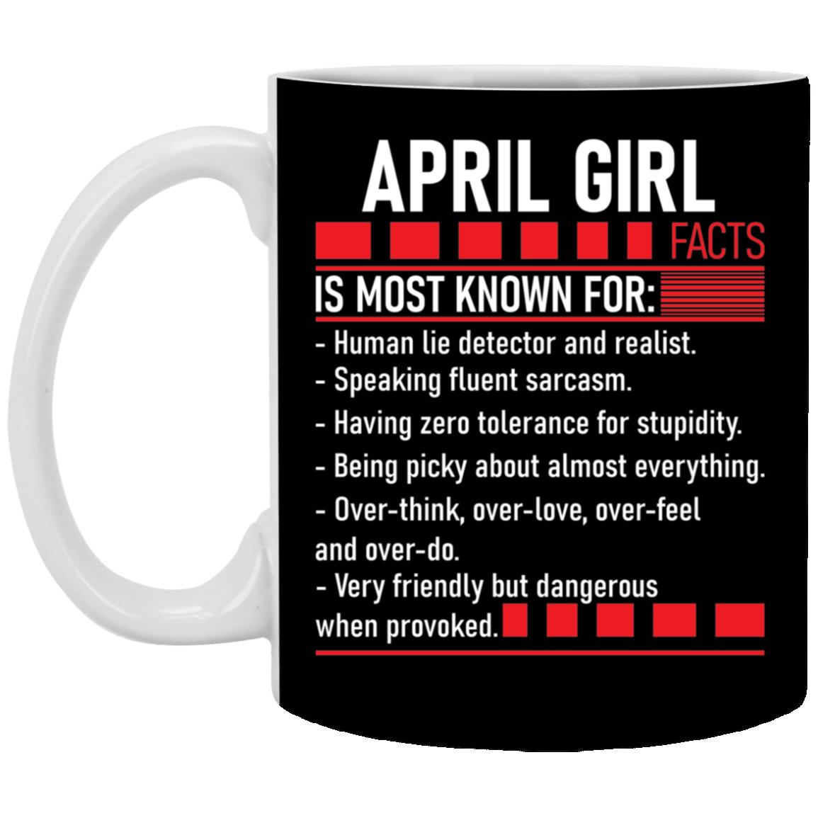 April mug, Black, 11 oz. White Mug