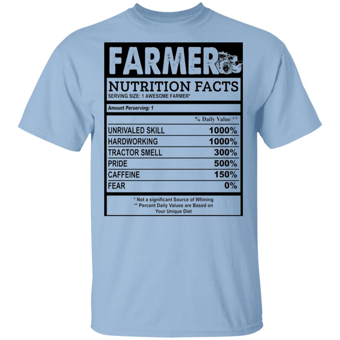 Farmer Nutrition Facts T-Shirt, Light Blue, Unisex T-Shirt