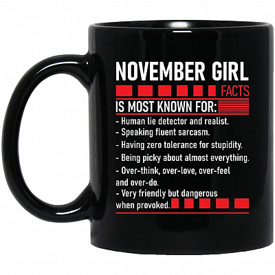 november girl, Black, 11 oz. Black Mug
