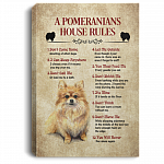 A Pomeranian House Rule Framed Canvas - Unframed Poster - Funny Pomeranian Home Decor, White, 0.75'' Framed Canvas