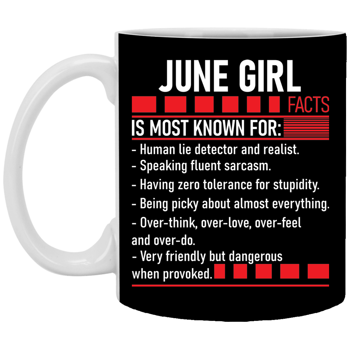 June Girl Facts Is Most Known for Ceramic Coffee Mug - Beer Stein - Water Bottle - Color Changing Mug, Black, 11 oz. White Mug June Girl Facts Is Most Known for Ceramic Coffee Mug - Beer Stein - Water Bottle - Color Changing Mug, Black, 11 oz. White Mug