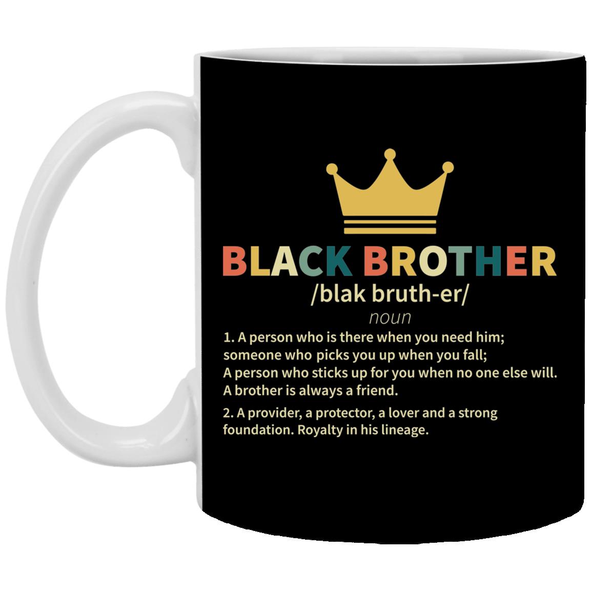 Retro Black Brother Mug, Black, 11 oz. White Mug