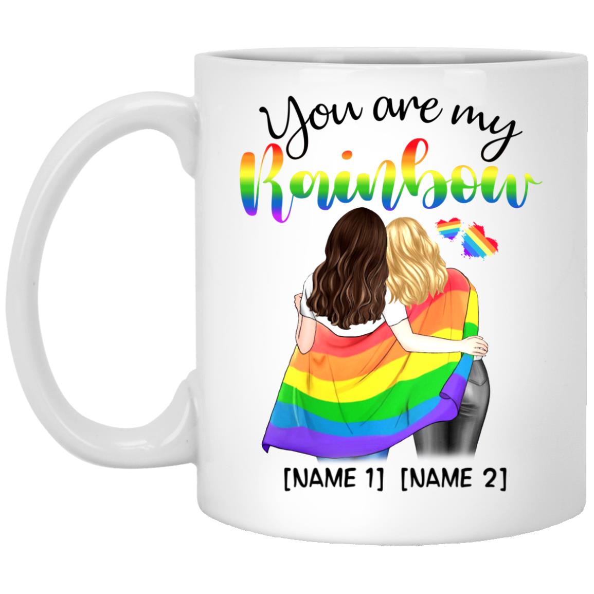 Personalized Lesbian Couple Coffee Mug, White, 11 oz. White Mug
