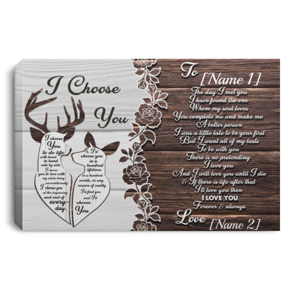Personalized Deer Couple I Choose You Framed Canvas Prints - Deer The Day I Met You Unframed Poster, White, 0.75'' Framed Canvas