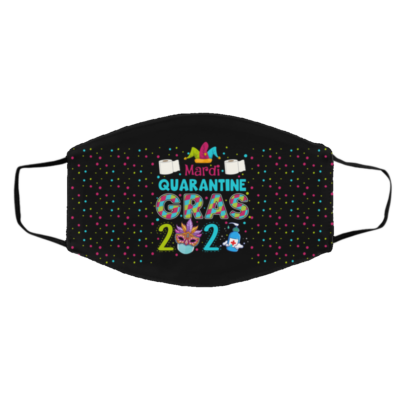 Funny Mardi Gras 2021 Quarantine Washable Reusable Custom - Printed Cloth Face Mask Cover, White, Cloth Face Cover – Medium/Large