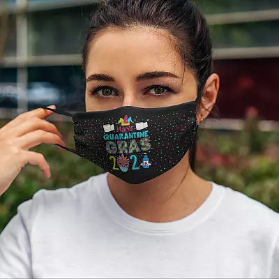 Alternative view of Funny Mardi Gras 2021 Quarantine Washable Reusable Custom - Printed Cloth Face Mask Cover