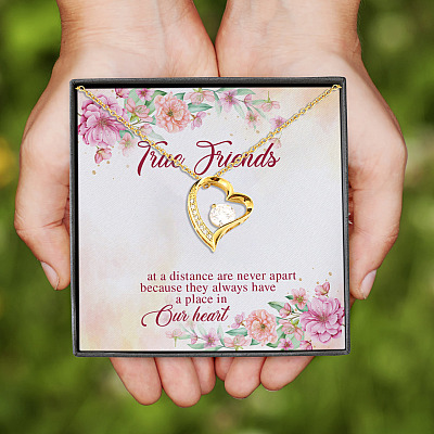 Alternative view of True Friends At A Distance Are Never Apart Forever Love Pendant Necklace