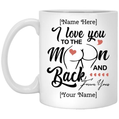 Personalized I Love You To The Moon And, White, 11 oz. White Mug