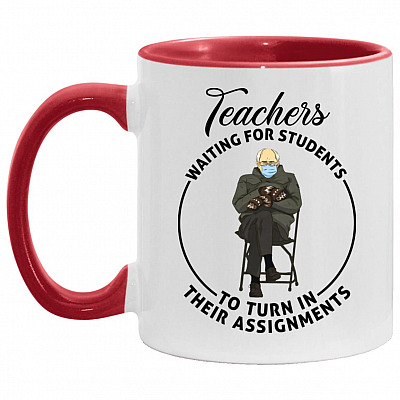 Teachers Waiting For Students To Turn, White/Red, 11 oz. Accent Mug