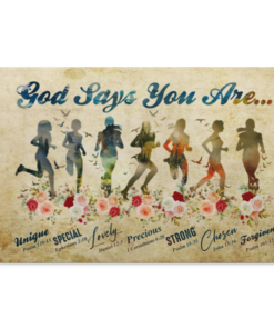 Vintage Running God Says You Are Unique Special Lovely Framed Canvas Prints - Unframed Poster, White, 0.75'' Framed Canvas