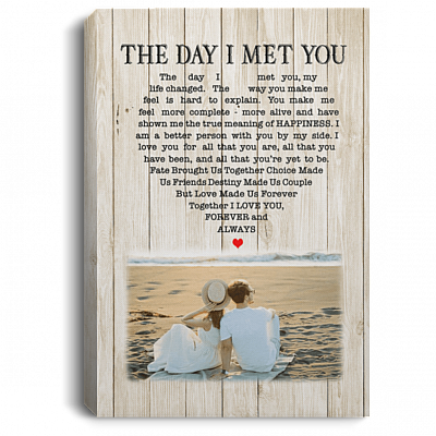 Custom Photo The Day I Met You Wrapped Framed Canvas Prints - Unframed Poster - Home Decor Wall Art, White, 0.75'' Framed Canvas