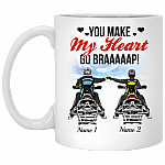Personalized Snowmobile Couple You Make My Heart Go Braap - Valentine Gift for Him Ceramic Coffee Mug - Water Bottle, White, 11 oz. White Mug Personalized Snowmobile Couple You Make My Heart Go Braap - Valentine Gift for Him Ceramic Coffee Mug - Water Bottle, White, 11 oz. White Mug