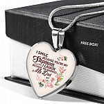 I Smile Because You're My Step Mom I Laugh Because You Married My Dad Heart Pendant Necklace Gifts - Heart Luxury Necklace (Silver)