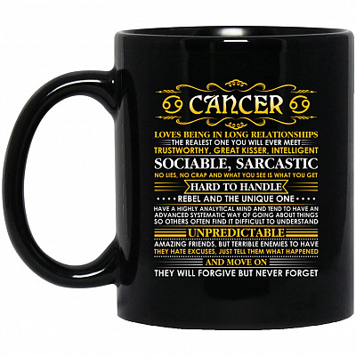 Cancer Mug, Black, 11 oz. Black Mug