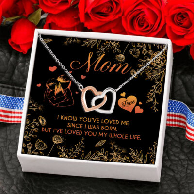Alternative view of Mom I Know You've Loved Me Since I Was Born But I've Loved You My Whole Life Interlocking Hearts Pendant Necklace
