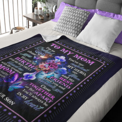 Alternative view of To My Mom I'm So Grateful God Chose You To Give Me Birth Love Your Son Fleece Blanket - Sherpa Blanket