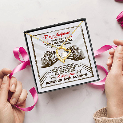 Trucker's Girlfriend I Wish I Could Turn Back The Clock I'd Find You Sooner Forever Love Pendant Necklace