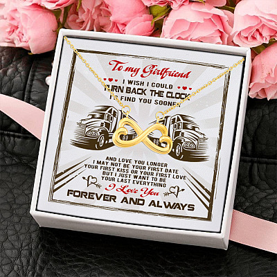 Alternative view of Trucker's Girlfriend I Wish I Could Turn Back The Clock I'd Find You Sooner Infinity Heart Pendant Necklace
