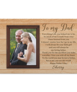 Custom Photo To My Dad Happy Fathers Day Wrapped Framed Canvas Prints - Unframed Poster - Home Decor Wall Art, White, 0.75'' Framed Canvas
