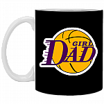 Girl Dad Basketball Ceramic Coffee Mug - Beer Stein - Water Bottle - Color Changing Mug, Black, 11 oz. White Mug
