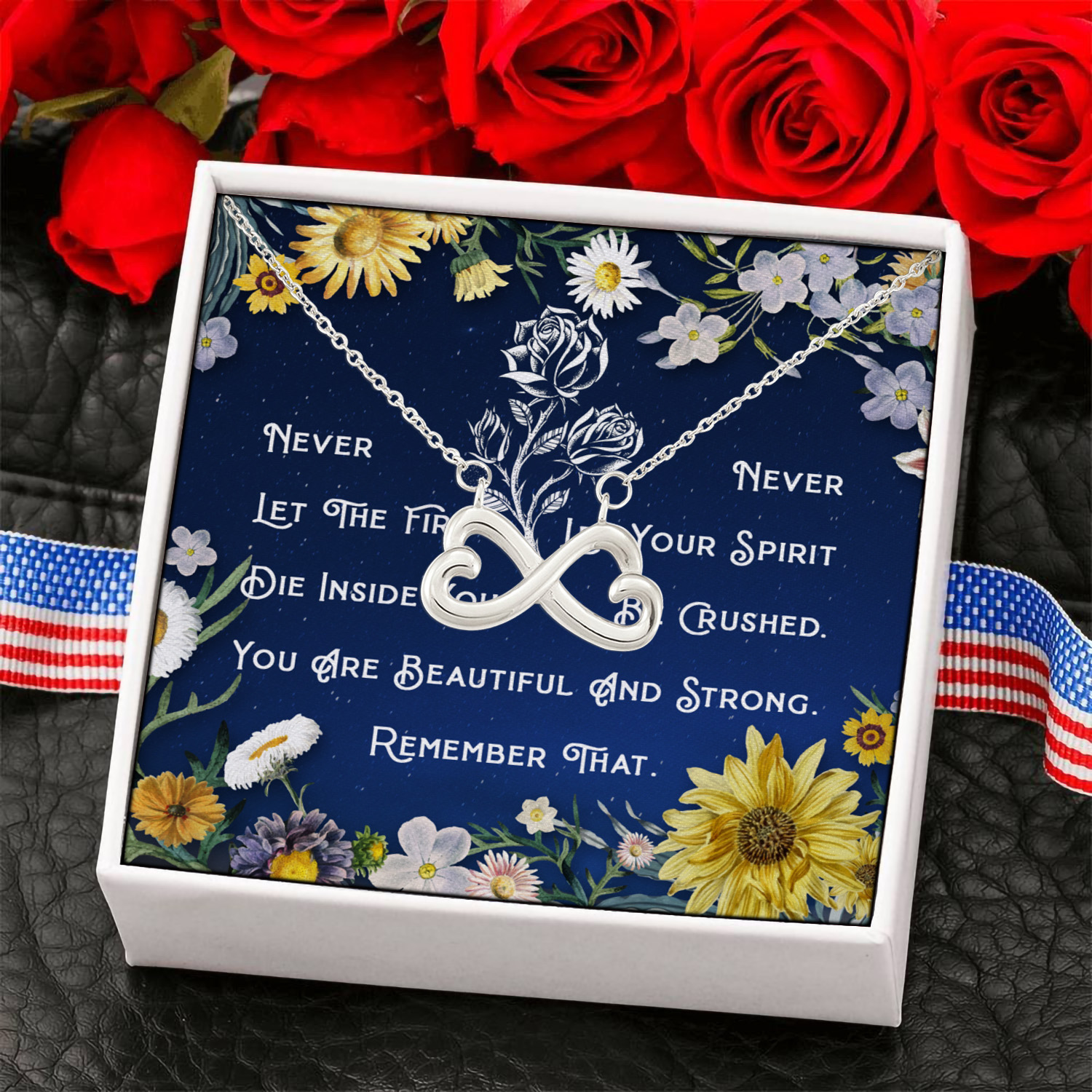 12KNG. Beautiful and strong Infinity Heart Necklace (Silver) 6