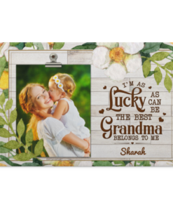 Custom Photo I'm As Lucky As Can Be The Best Grandma Gallery Wrapped Framed Canvas Prints - Unframed Poster, White, 0.75'' Framed Canvas