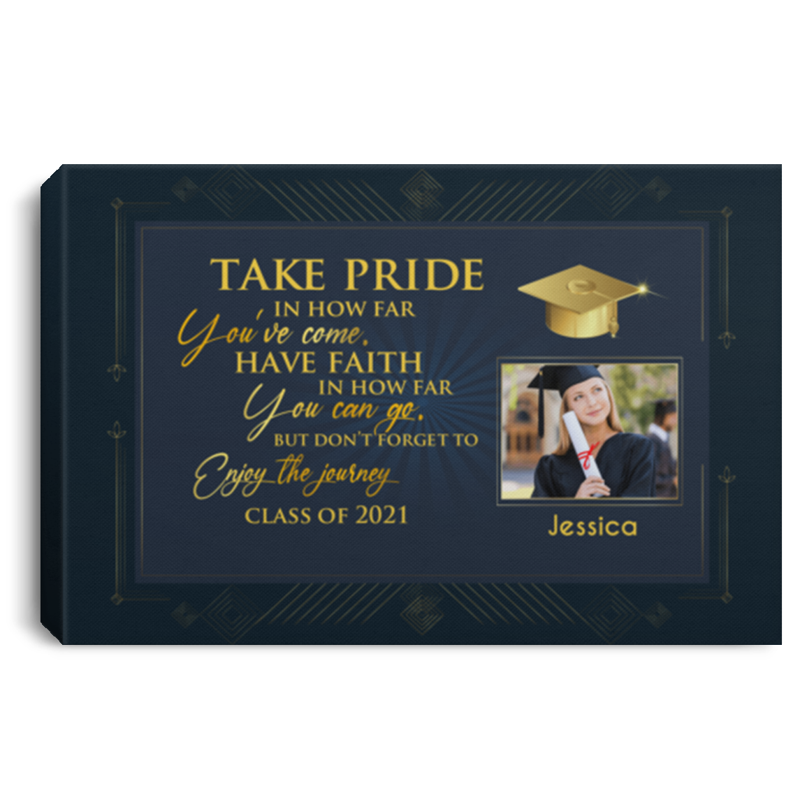 Personalized Photo Graduation Gifts Take Pride in How Far You've Come Wrapped Framed Canvas Prints - Unframed Poster, White, 0.75'' Framed Canvas