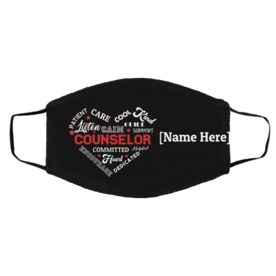 Personalized Heart Of Counselor Washable Reusable Custom Printed Cloth Face Mask Cover, Black, Cloth Face Cover – Medium/Large