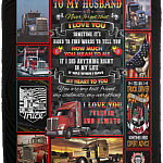 Trucker Wife To My Husband Never Forget That I Love You Fleece Blanket - Gift For Trucker Husband, White, Cozy Plush Fleece Blanket - 50x60